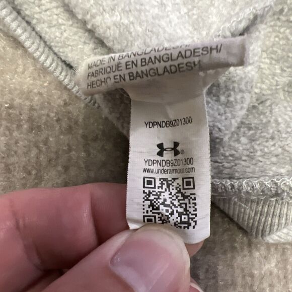 Under‎ Armour Hoodie Mens Small Gray Pullover Fleece Athletic Loose Center Logo - Picture 3 of 6